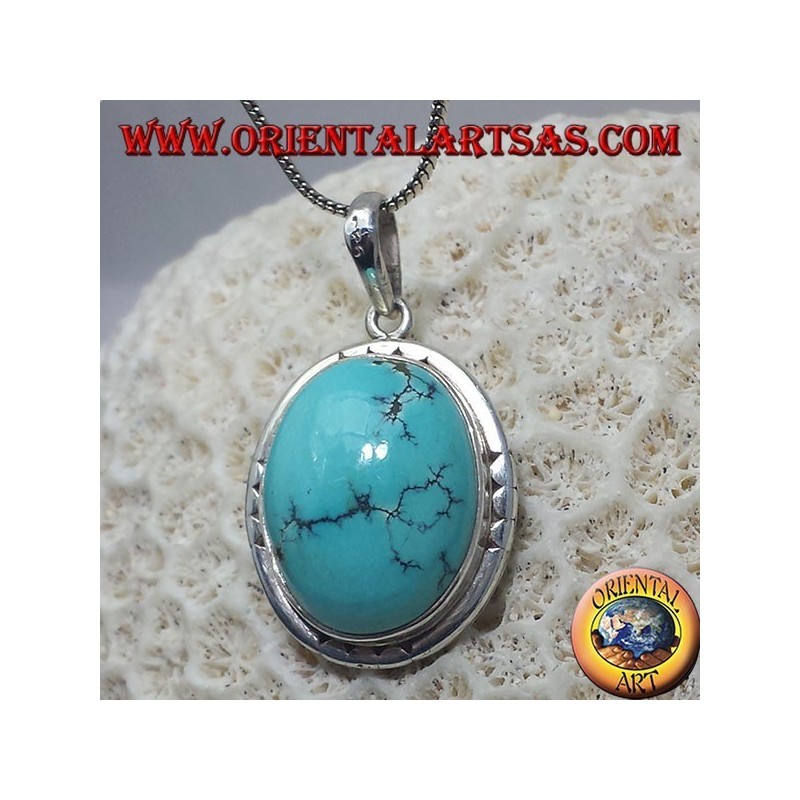 Colgante de plata con turquesa natural tibetano
