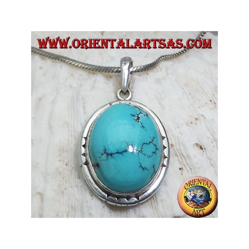Colgante de plata con turquesa natural tibetano