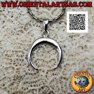 Silver pendant, wicca crescent with downward points (smooth and rounded) 15 mm