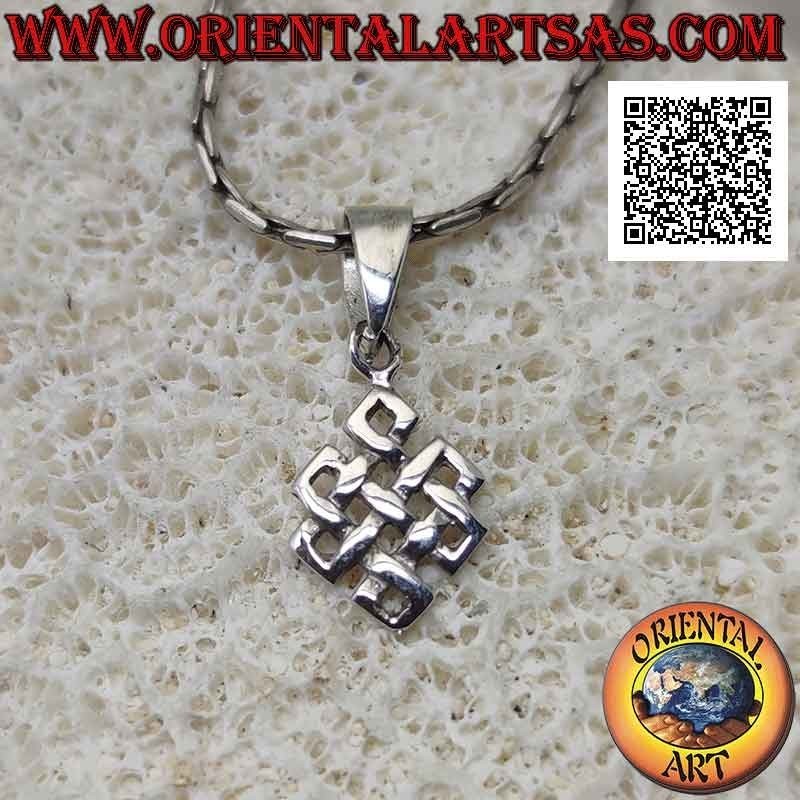 Colgante de plata Srivatsa símbolo auspicioso (símbolo de infinito tibetano) pequeño 12 mm