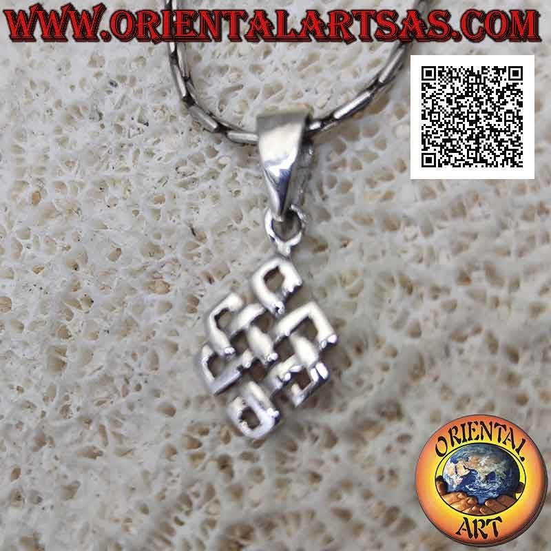 Silver pendant Srivatsa auspicious symbol (Tibetan infinity symbol) small 12 mm
