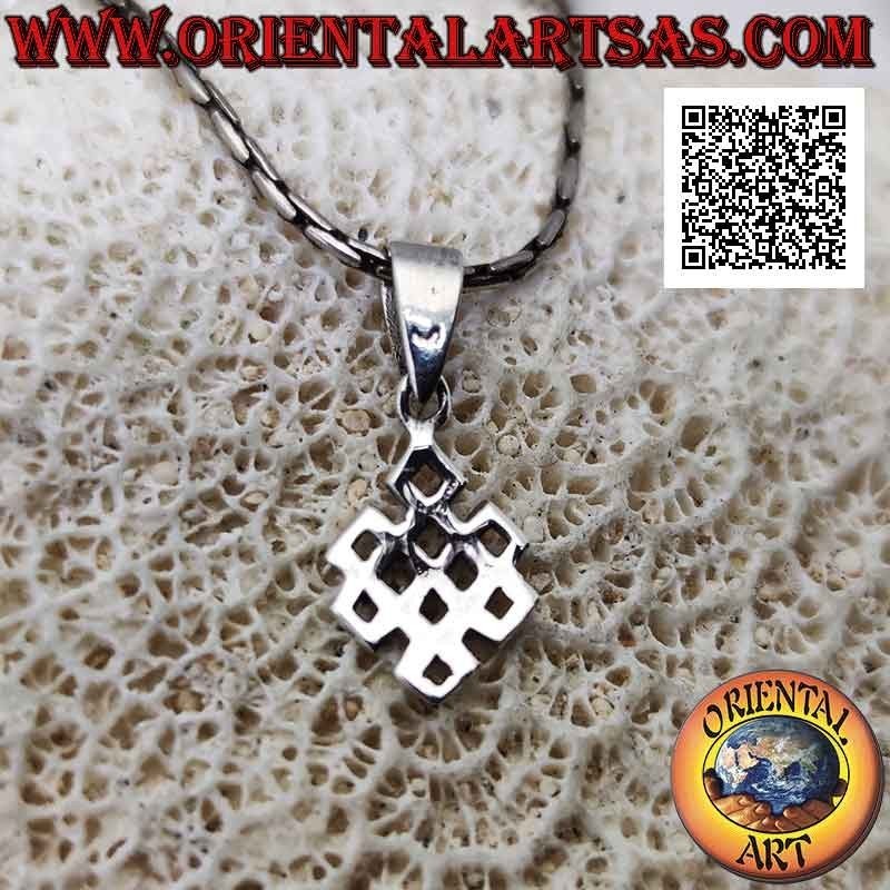 Colgante de plata Srivatsa símbolo auspicioso (símbolo de infinito tibetano) pequeño 12 mm