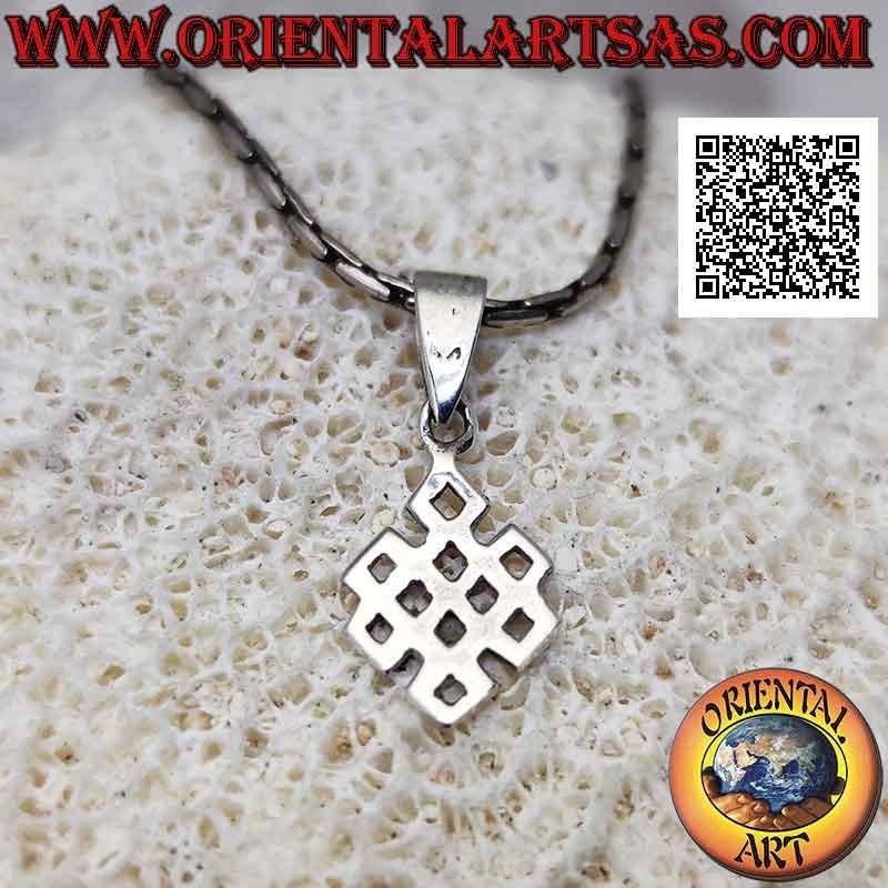 Ciondolo in argento Srivatsa simbolo di buon auspicio (simbolo dell'infinito tibetano) piccolo da 12 mm