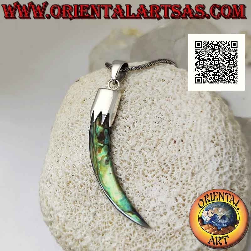 Silberanhänger, Abalone (Paua-Muschel) „Glücksbringer“-Horn mit Haube (A)
