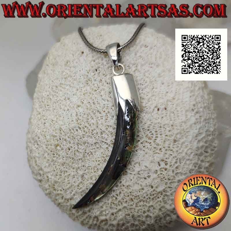Silberanhänger, Abalone (Paua-Muschel) „Glücksbringer“-Horn mit Haube (A)