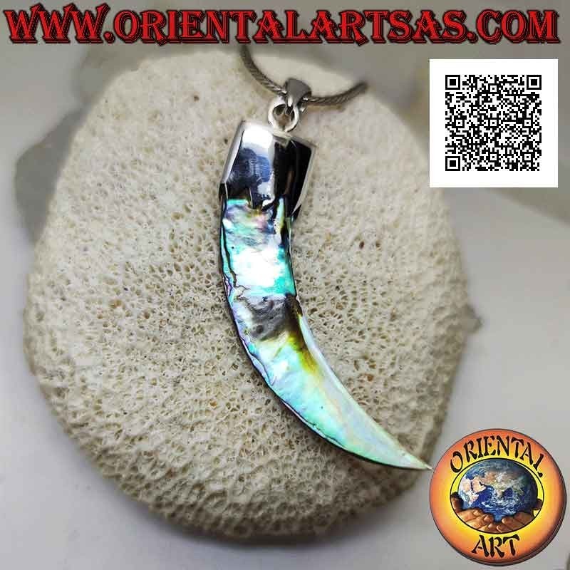Silberanhänger, Abalone (Paua-Muschel) „Glücksbringer“-Horn mit Haube (D)