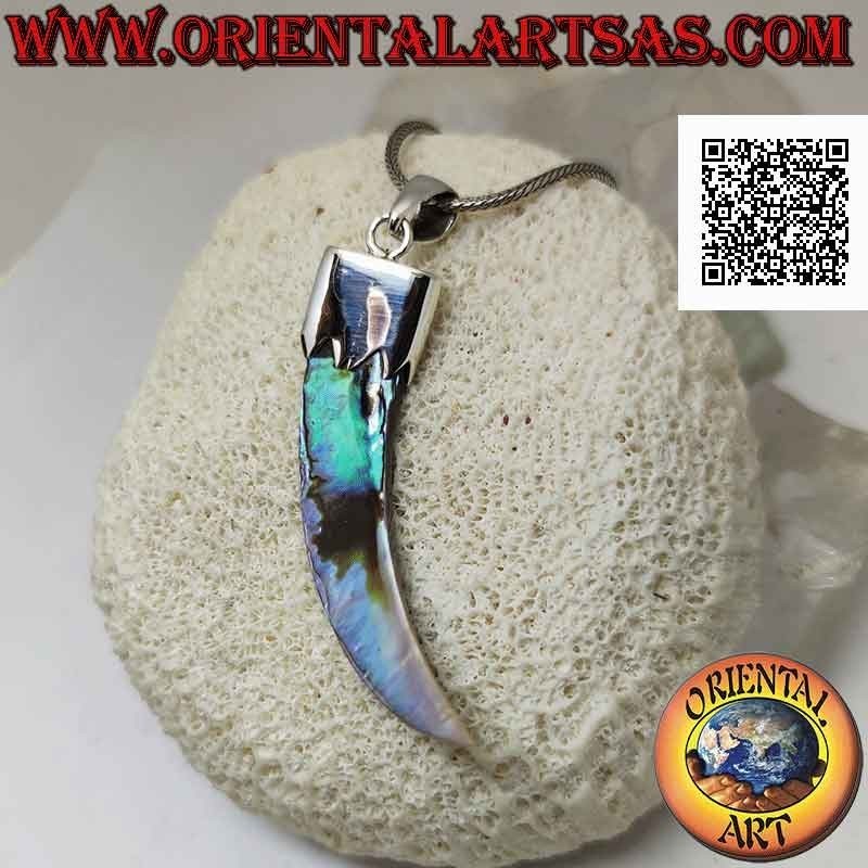 Silberanhänger, Abalone (Paua-Muschel) „Glücksbringer“-Horn mit Haube (D)