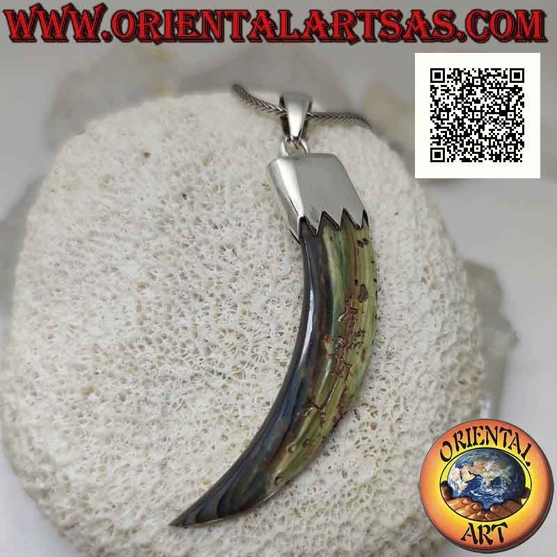 Silberanhänger, Abalone (Paua-Muschel) „Glücksbringer“-Horn mit Haube (D)