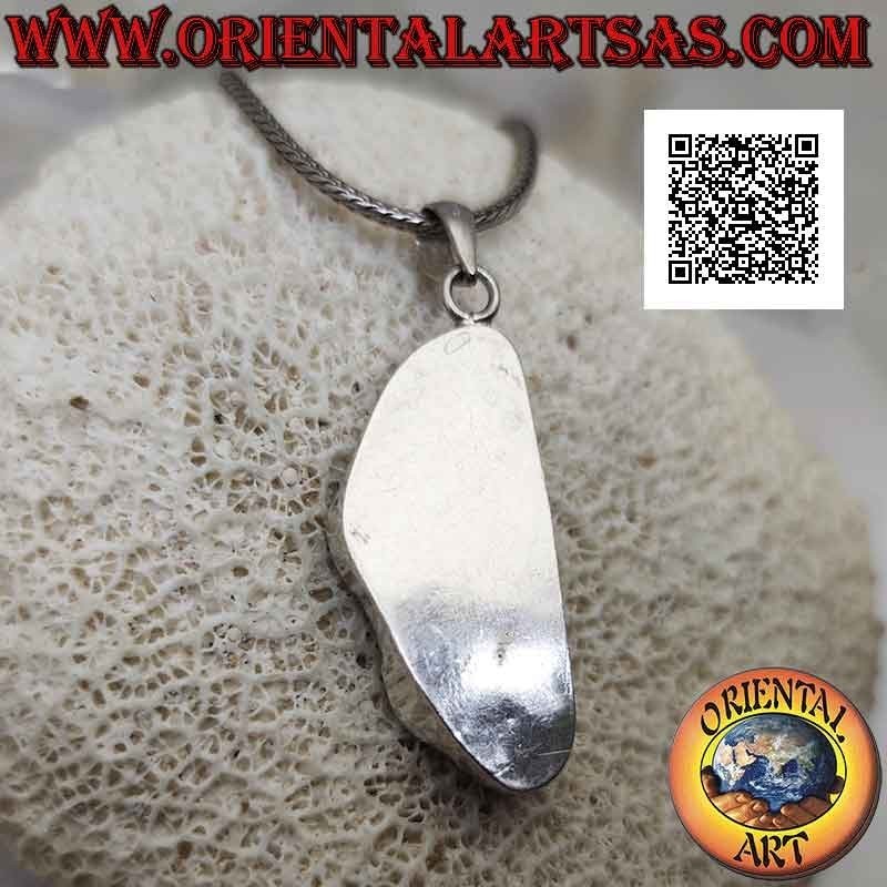 Colgante de plata con concha de paua (abulón) de forma irregular con alambre de borde liso (B)