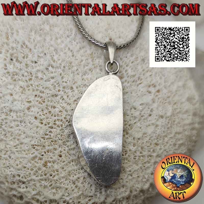 Pendentif en argent avec coquille de paua de forme irrégulière (ormeau) avec fil de bord lisse (B)