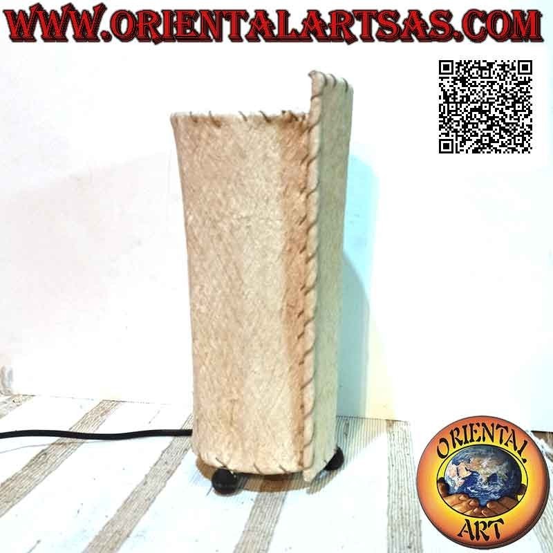 Ethnic table lamp, "cylinder sheet" with a 30 cm round base in tree bark