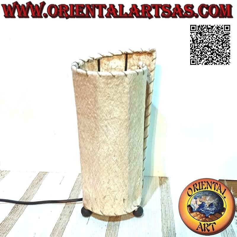 Lampe de table ethnique, "tôle cylindrique" avec un socle rond de 30 cm en écorce d'arbre