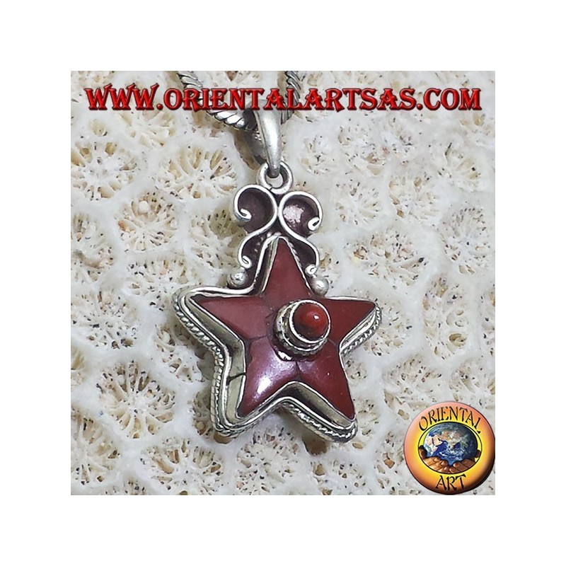 pendentif en argent naturel Corail Étoile