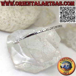 Pulsera rígida en anillo de plata 925 ‰ con ondas y segmentos alternados de 2 mm