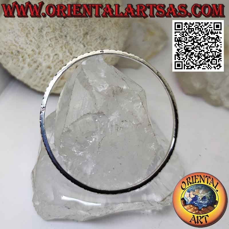 Bracelet rigide en argent 925‰ anneau avec vagues et segments alternés de 2 mm