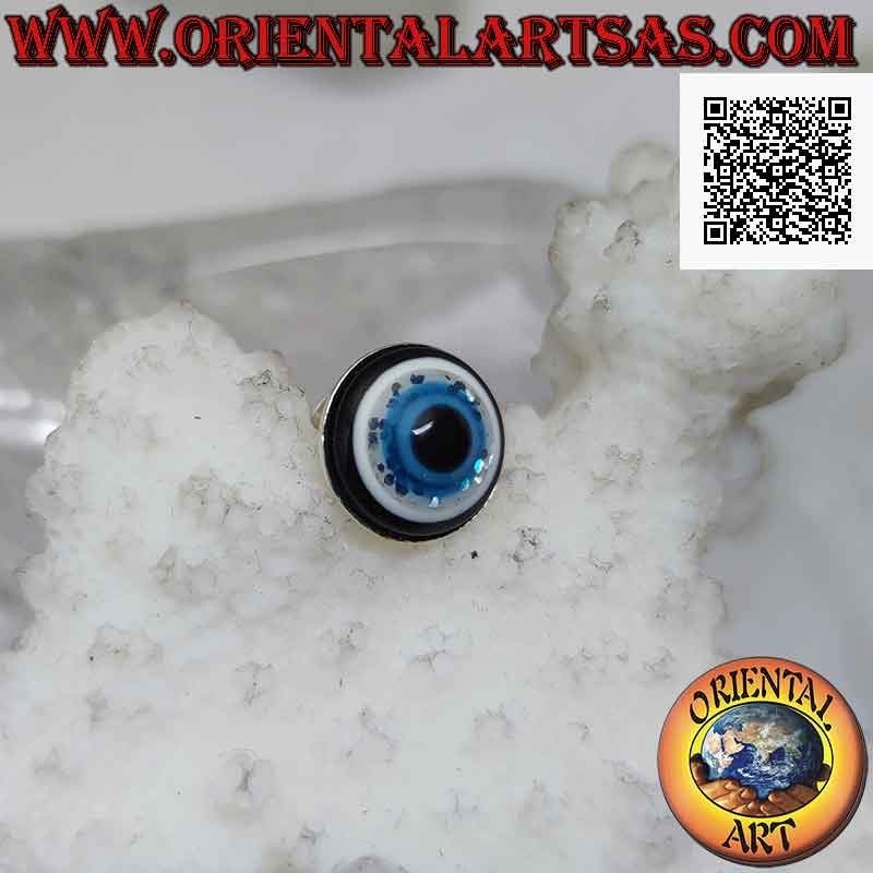 Mini boucle d'oreille en argent, l'oeil d'Allah (amulette contre le mauvais oeil et la malchance)