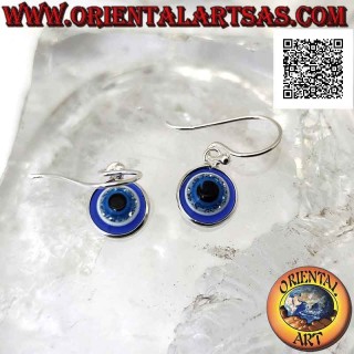 Pendientes de plata, el ojo de Alá (amuleto contra el mal de ojo y la mala suerte) Ø 9 mm