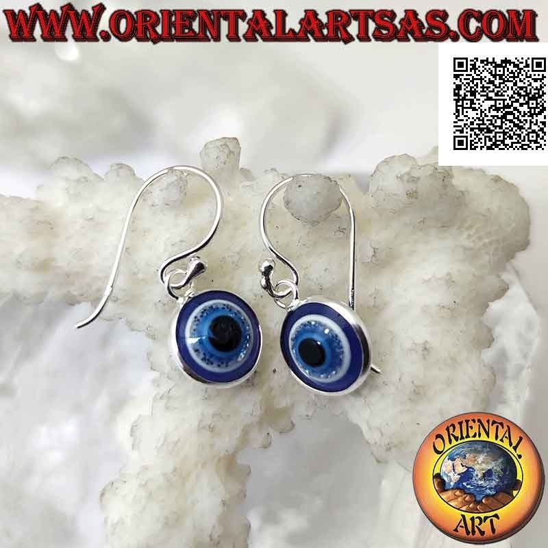 Silberohrringe, das Auge Allahs (Amulett gegen bösen Blick und Pech) Ø 9 mm