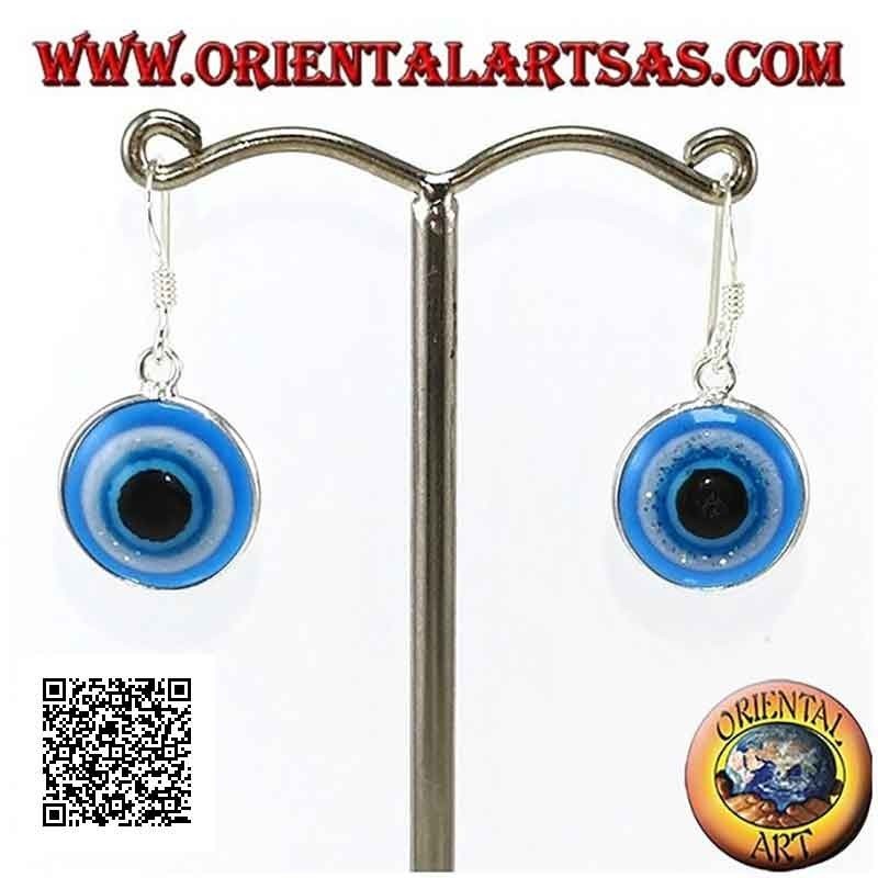 Orecchini in argento, l'occhio di Allah (amuleto contro il malocchio e la sfortuna) Ø 13 mm