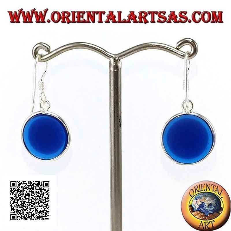 Boucles d'oreilles en argent, l'oeil d'Allah (amulette contre le mauvais oeil et la malchance) Ø 13 mm