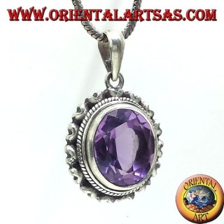 colgante de plata con amatista hermosa real natural