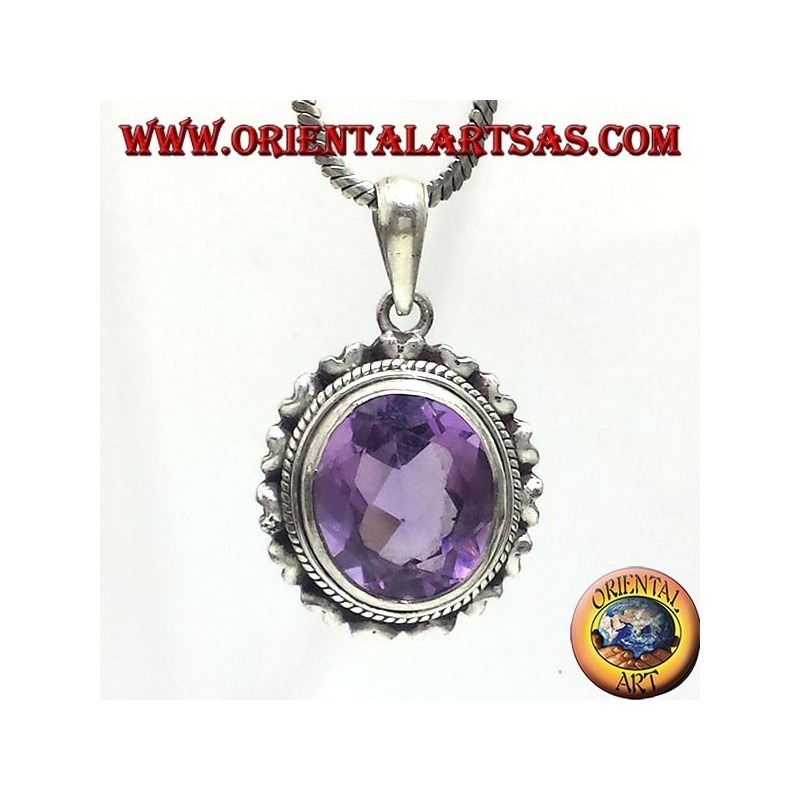 colgante de plata con amatista hermosa real natural