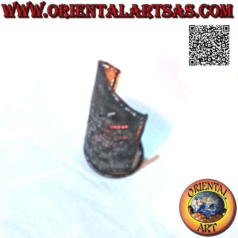 Semicircle candle holder with "sun" pierced tip in hand made wrought iron