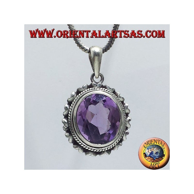 pendentif en argent avec belle véritable Améthyste naturelle