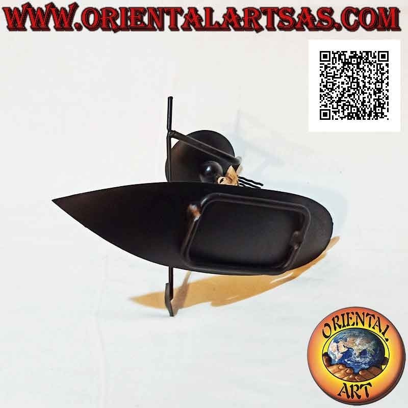 Hand made wrought iron "ferryman on boat" candle holder