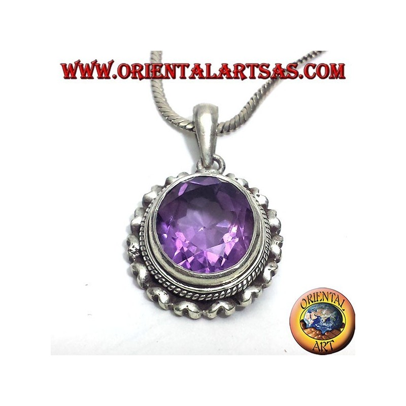 pendentif en argent avec belle véritable Améthyste naturelle