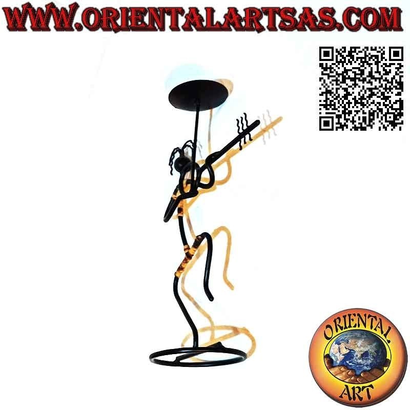 Hand made wrought iron "musician violinist" candle holder