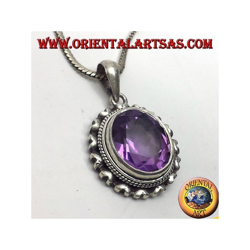 ciondolo in argento con splendida vera Ametista naturale 