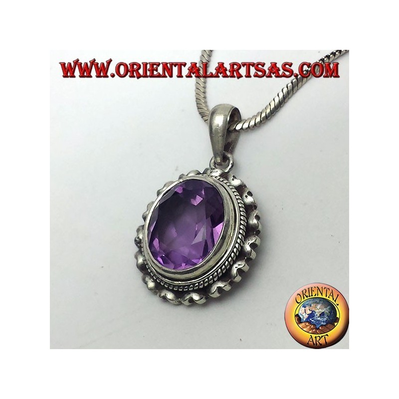 pendentif en argent avec belle véritable Améthyste naturelle