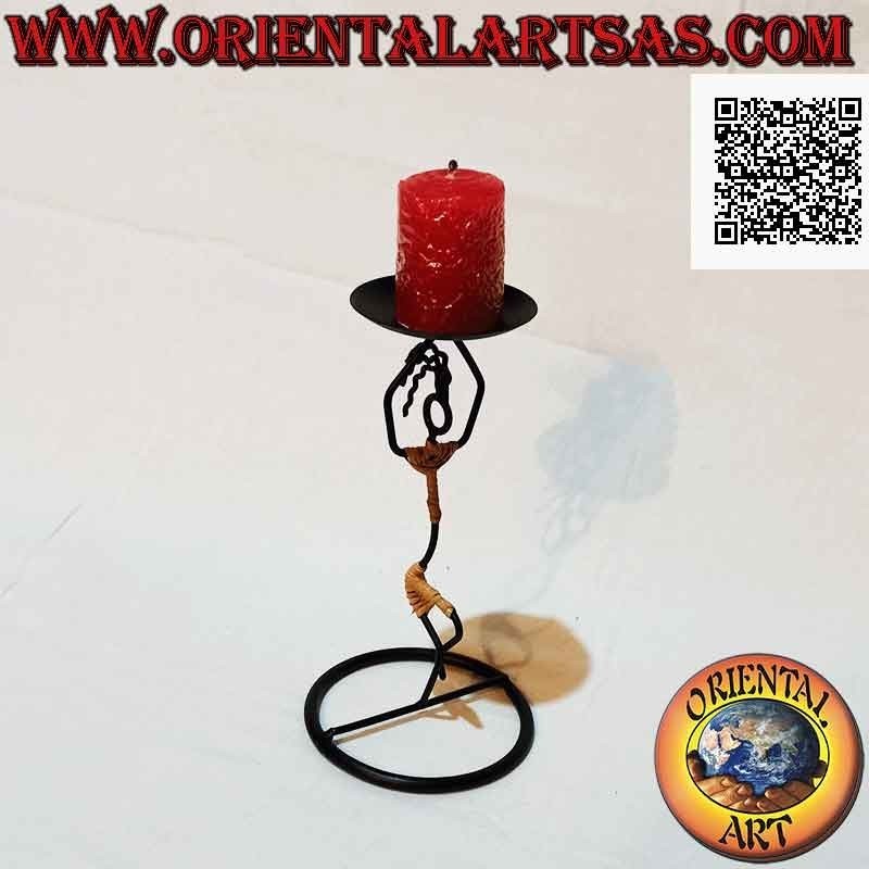 Hand made wrought iron candle holder "dancing man in fifth position"