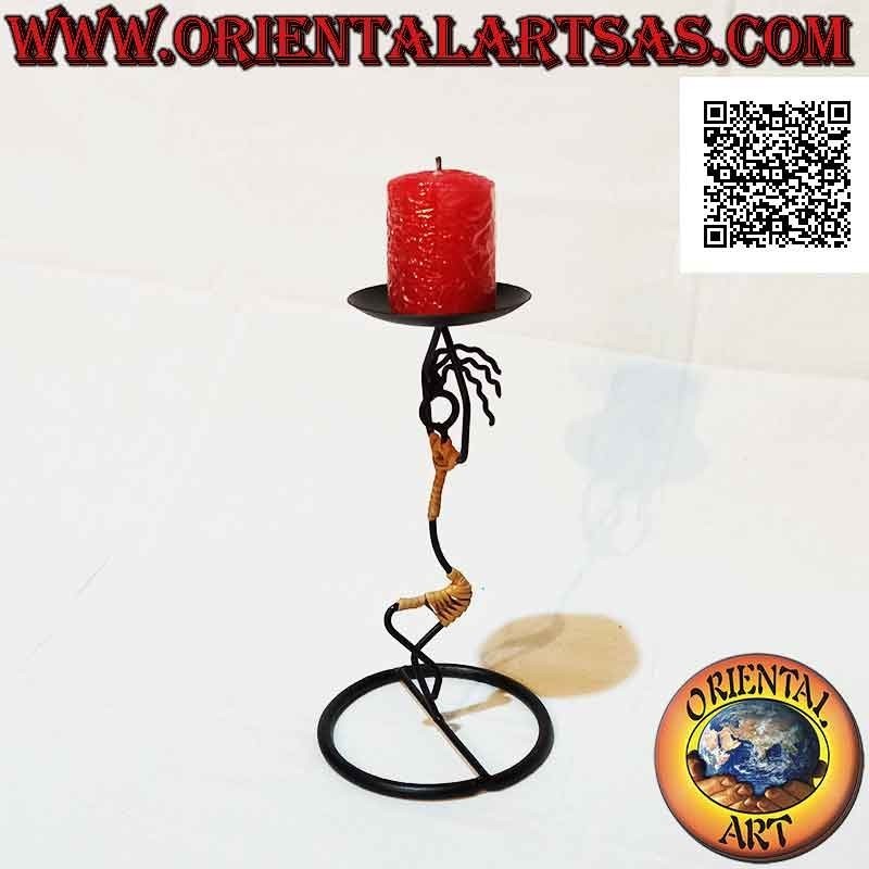 Hand made wrought iron candle holder "dancing man in fifth position"
