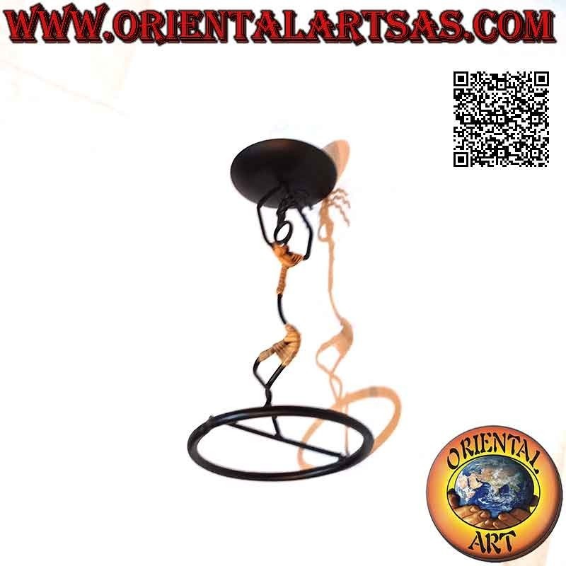 Hand made wrought iron candle holder "dancing man in fifth position"