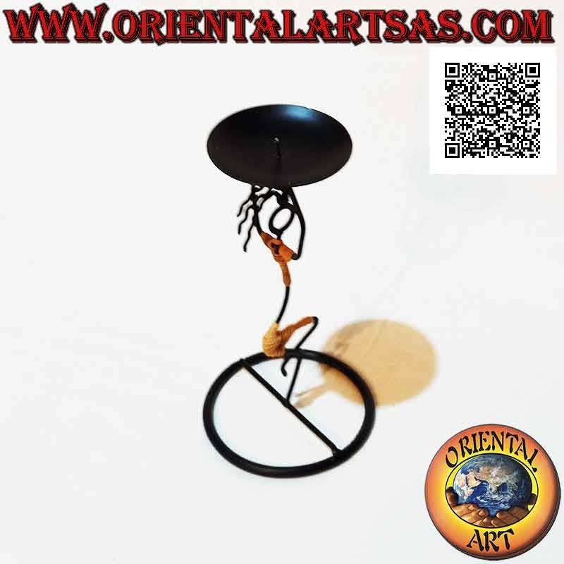 Hand made wrought iron candle holder "dancing man in fifth position"