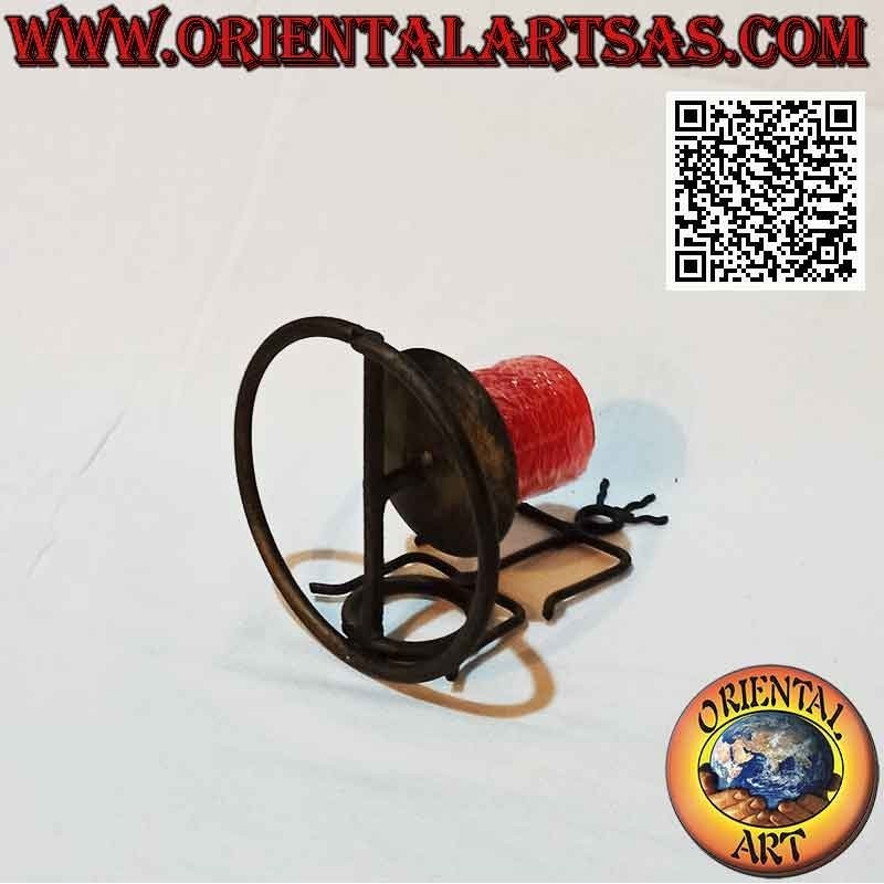 Hand made "indigenous little man" candle holder in wrought iron