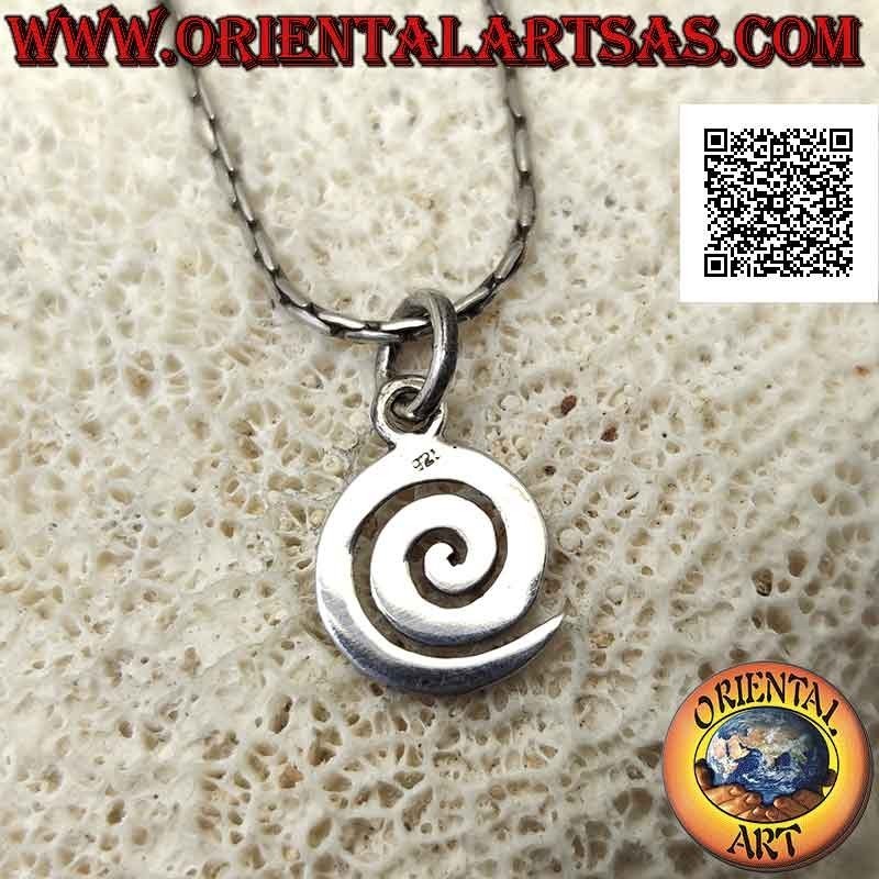 Pendentif en argent, spirale aplatie lisse (symbole du devenir et de l'évolution)