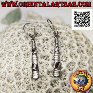 Boucles d'oreilles à levier balinaises en argent faites à la main, fil entrelacé et alternance de serpentine