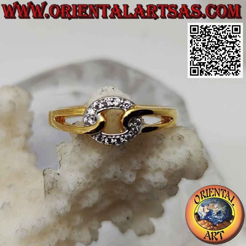 Gold-plated silver ring with zircon ring hooked on the sides