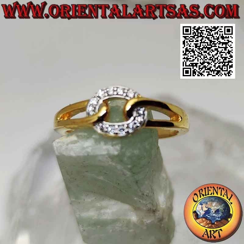 Gold-plated silver ring with zircon ring hooked on the sides