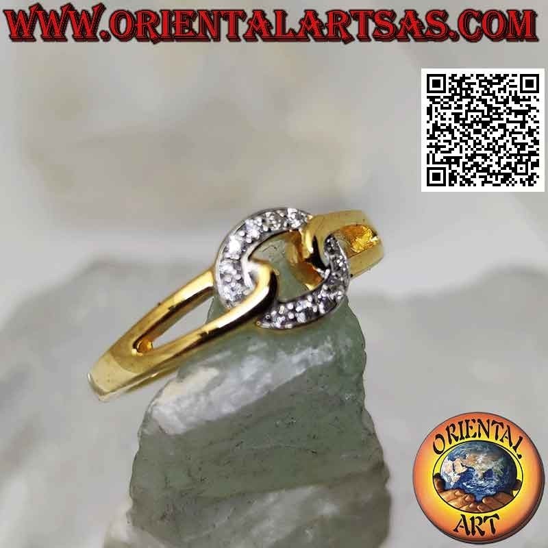 Gold-plated silver ring with zircon ring hooked on the sides
