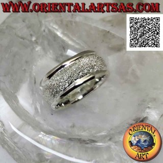 Silver ring with 10 mm "brilliant effect" sandblasted rounded band (studded with microspheres)