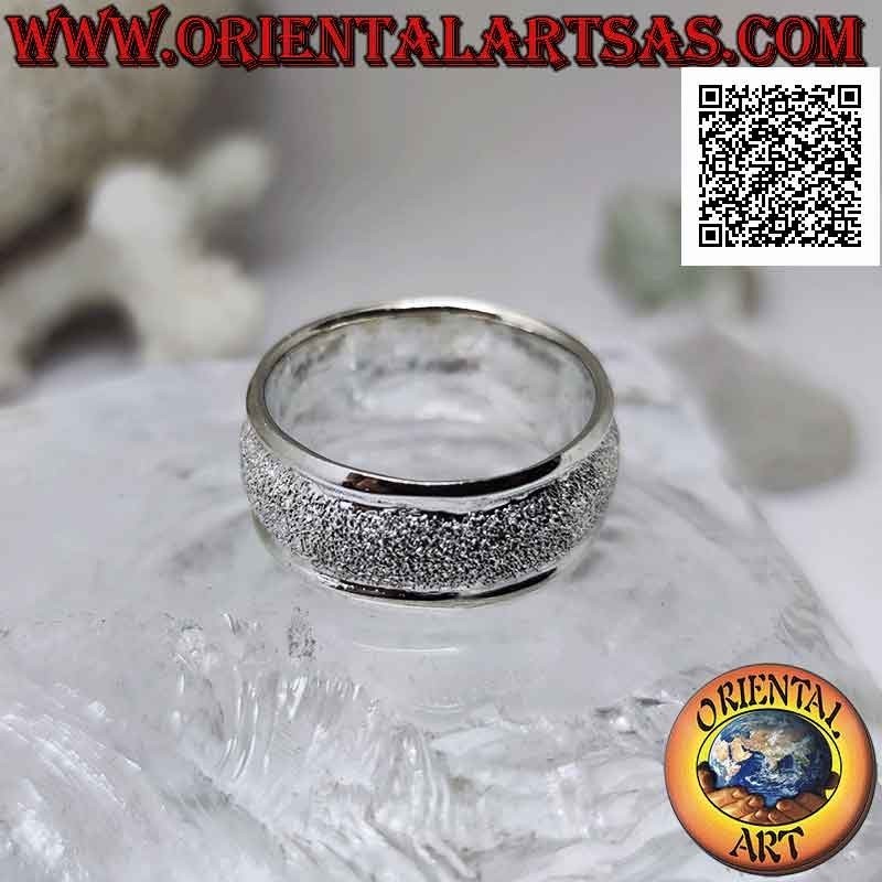 Bague en argent avec anneau arrondi sablé "effet brillant" de 10 mm (parsemé de microsphères)