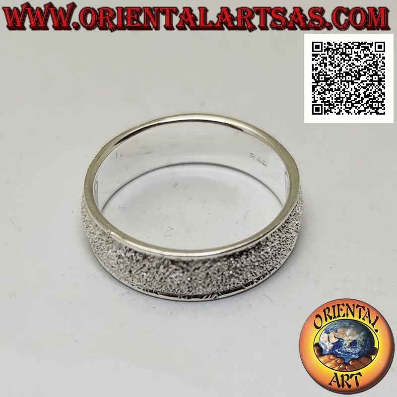 Silver ring with 6 mm "brilliant effect" sandblasted rounded band (studded with microspheres)