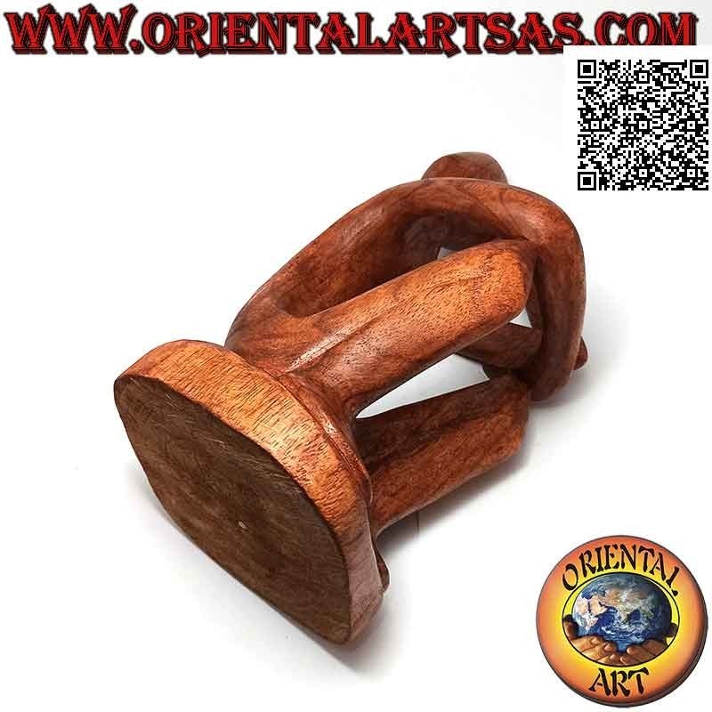 Portabotellas escultura de un pensador sentado en reflejo en madera de Suar