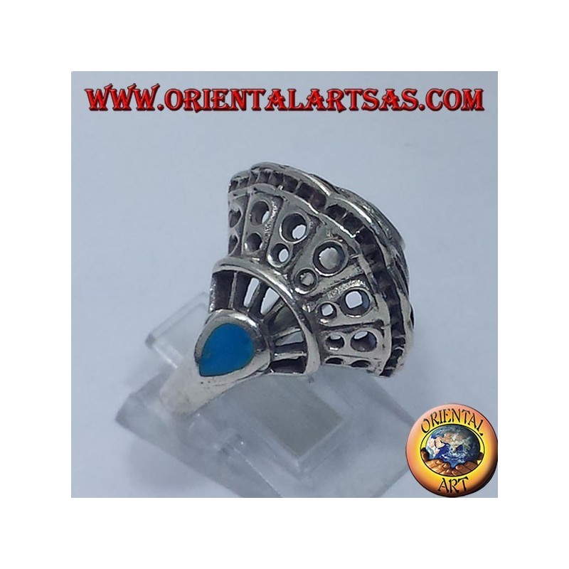 Silber Ring, Schale mit zwei türkisfarbene Tropfen