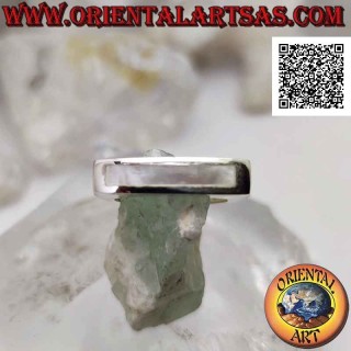 Smooth silver ring with long and narrow horizontal rectangular mother-of-pearl on square setting (14)
