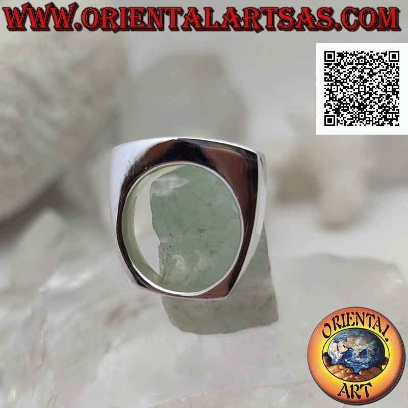 Anello in argento liscio con madreperla rettangolare orizzontale stretta e lunga su montatura squadrata (14)